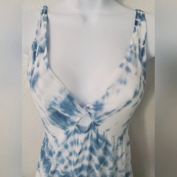 Lani Lau Hawaii Beautiful Blue & White Open Back Tie Dye Maxi Slip Dress Small - Picture 8 of 9